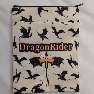 Dragon Rider Book Sleeve Zip Up Book Cover Sleeve Protector Water Resistant NEW